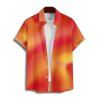 Chemise de plage ombrée pour homme, manches courtes retroussables, boutonnée, pour les vacances - Orange S