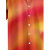 Chemise de plage ombrée pour homme, manches courtes retroussables, boutonnée, pour les vacances - Orange S