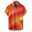 Chemise de plage ombrée pour homme, manches courtes retroussables, boutonnée, pour les vacances - Orange S