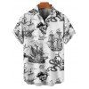 Beach Couple Outfit Sailing Anchor Starfish Skulls Ocean Elements Pattern Ruched Bust Sweetheart Neck Belt A Line Mini Dress and Roll Up Sleeve Shirt Vacation Matching Outfit - Noir S | US 4