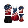Independence Day Family Dress American Flag Pattern Spaghetti Strap Dress and Girls Dress Short Sleeve Shirt Drawstring Shorts Boys Shirt Family Set - multicolor S | US 4