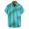 Chemise de plage ombrée pour homme, manches courtes retroussables, boutonnée, pour les vacances - Vert 5XL