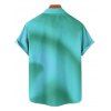 Chemise de plage ombrée pour homme, manches courtes retroussables, boutonnée, pour les vacances - Vert 5XL