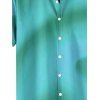 Chemise de plage ombrée pour homme, manches courtes retroussables, boutonnée, pour les vacances - Vert 5XL