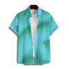 Chemise de plage ombrée pour homme, manches courtes retroussables, boutonnée, pour les vacances - Vert 5XL