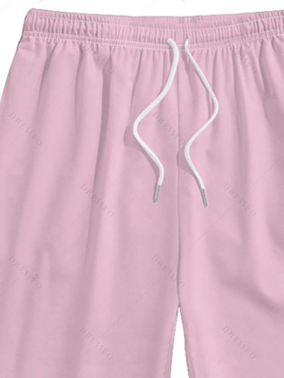 Vacation Couple Outfit Palm Tree Sea Pattern Ombre Spaghetti Strap Tank Dress and Button Up Shirt Drawstrings Shorts Beach Matching Outfit - Rose clair S | US 4