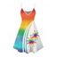 Robe de vacances à motif palmier arc-en-ciel, bretelles spaghetti, col en V, coupe trapèze, mini-robe décontractée - multicolor A XXXXXL | US 20