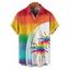 Chemise de vacances pour homme, motif palmier arc-en-ciel, boutonnée, retroussée, manches courtes, décontractée - multicolor A 5XL