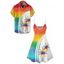 Vacation Couple Outfit Rainbow Color Palm Tree Pattern Spaghetti Strap Tank Dress and Button Up Shirt Beach Matching Outfit - multicolor A S | US 4