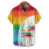 Vacation Couple Outfit Rainbow Color Palm Tree Pattern Spaghetti Strap Tank Dress and Button Up Shirt Beach Matching Outfit - multicolor A S | US 4