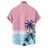 Vacation Couple Outfit Palm Tree Sea Pattern Ombre Spaghetti Strap Tank Dress and Button Up Shirt Drawstrings Shorts Beach Matching Outfit - Rose clair S | US 4