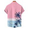 Vacation Couple Outfit Palm Tree Sea Pattern Ombre Spaghetti Strap V Neck A Line Mini Tank Dress and Roll Up Sleeve Shirt Beach Two Piece Set - LIGHT PINK S | US 4