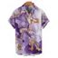 Chemise de vacances à imprimé marbré ombré pour homme, chemise décontractée à manches courtes et boutons retroussables - Violet clair 5XL