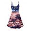Robe de fête de l'indépendance à motif d'étoiles et de cocotiers, avec éléments du drapeau américain, bretelles spaghetti, col en V, coupe trapèze, mini-robe débardeur patriotique - multicolor XXXXXL | US 20