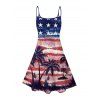 Robe de fête de l'indépendance à motif d'étoiles et de cocotiers, avec éléments du drapeau américain, bretelles spaghetti, col en V, coupe trapèze, mini-robe débardeur patriotique - multicolor XXXXXL | US 20