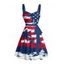 Robe de fête de l'indépendance à motif rayé étoilé et cocotier, buste froncé, ceinture, col en cœur, éléments du drapeau américain, robe trapèze mini patriotique - multicolor M | US 6