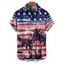Chemise homme motif cocotier, étoiles, rayures, drapeau américain, boutonnée, retroussée, manches courtes, patriotique - multicolor 5XL
