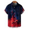 Chemise gothique à imprimé contrasté pour homme, boutonnée, retroussée, manches courtes, idéale pour les vacances - Rouge foncé 5XL
