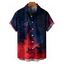 Chemise gothique à imprimé contrasté pour homme, boutonnée, retroussée, manches courtes, idéale pour les vacances - Rouge foncé 5XL