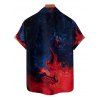 Chemise gothique à imprimé contrasté pour homme, boutonnée, retroussée, manches courtes, idéale pour les vacances - Rouge foncé 5XL