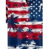 Chemise à rayures étoilées pour homme, motif cocotier, motif drapeau américain, boutonnée, retroussée, manches courtes, style patriotique - multicolor M