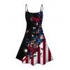 Robe de fête de l'indépendance à motif papillon, étoiles, rayures, éléments du drapeau américain, bretelles spaghetti, col en V, coupe trapèze, mini-robe débardeur patriotique - Noir XXXXXL | US 20