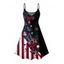 Robe de fête de l'indépendance à motif papillon, étoiles, rayures, éléments du drapeau américain, bretelles spaghetti, col en V, coupe trapèze, mini-robe débardeur patriotique - Noir XXXXXL | US 20