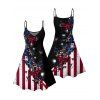 Robe de fête de l'indépendance à motif papillon, étoiles, rayures, éléments du drapeau américain, bretelles spaghetti, col en V, coupe trapèze, mini-robe débardeur patriotique - Noir XXXXXL | US 20
