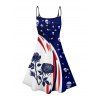 Robe gothique à motif de crânes roses contrastés et bretelles spaghetti, col en V, coupe trapèze, mini-robe débardeur - Bleu profond XXXXXL | US 20