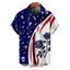 Chemise gothique à manches courtes et boutons pour homme, décontractée, à motif de crânes et de roses contrastées - Bleu profond 5XL
