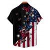 Chemise homme à rayures et étoiles papillon, motif patriotique, motif drapeau américain, boutonnée, retroussée, manches courtes - Noir 5XL