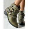 Vacation Women Outfit Floral Leaf Printed Flare A Line Slip Dress and Butterfly Earrings Rivet Buckle Strap Boots Casual Outfit - Vert clair S | US 4