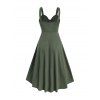 Vacation Women Outfit Plain Color Mock Button Ruched Bust High Low Self Belted Dress and Butterfly Earrings Mid-Calf Boots Casual Outfit - Vert profond S | US 4