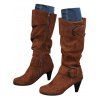 Vacation Women Outfit Plain Color Mock Button Ruched Bust High Low Self Belted Dress and Butterfly Earrings Mid-Calf Boots Casual Outfit - Vert profond S | US 4