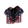 Independence Day Couple Outfit Butterfly Star Striped Pattern Spaghetti Strap Tank Dress and Button Up Shirt Patriotic Matching Outfit - Noir S | US 4