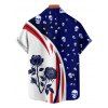 Gothic Couple Outfit Contrast Colorblock Rose Skulls Pattern Spaghetti Strap Tank Dress and Button Up Shirt Matching Outfit - Bleu profond S | US 4