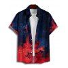 Gothic Couple Outfit Contrast Color Printed Spaghetti Strap V Neck A Line Mini Tank Dress and Button Up Shirt Vacation Matching Outfit - Rouge foncé S | US 4