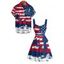 Independence Day Couple Outfit Star Striped Pattern Coconut Tree Ruched Bust Belt Dress and Button Up Shirt Patriotic Matching Outfit - multicolor S | US 4