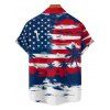 Independence Day Couple Outfit Star Striped Pattern Coconut Tree Ruched Bust Belt Dress and Button Up Shirt Patriotic Matching Outfit - multicolor S | US 4