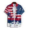 Independence Day Couple Outfit Star Striped Pattern Coconut Tree Ruched Bust Belt Dress and Button Up Shirt Patriotic Matching Outfit - multicolor S | US 4