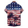 Independence Day Couple Outfit Coconut Tree Star Striped Pattern Spaghetti Strap Tank Dress and Button Up Shirt Patriotic Matching Outfit - multicolor S | US 4