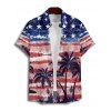 Independence Day Couple Outfit Coconut Tree Star Striped Pattern Spaghetti Strap Tank Dress and Button Up Shirt Patriotic Matching Outfit - multicolor S | US 4