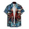 Independence Day Couple Outfit Octopus Star Striped Pattern Spaghetti Strap Tank Dress and Button Up Shirt Patriotic Matching Outfit - Bleu S | US 4
