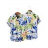 Vacation Couple Outfit Leaf Flower Banana Letter Printed Spaghettis Strap Swim Top and Briefs Swimsuit and Button Up Shirt Beach Matching Outfit - Blanc S | US 4