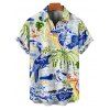 Vacation Couple Outfit Leaf Flower Banana Letter Printed Spaghettis Strap Swim Top and Briefs Swimsuit and Button Up Shirt Beach Matching Outfit - Blanc S | US 4