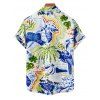 Vacation Couple Outfit Leaf Flower Banana Letter Printed Spaghettis Strap Swim Top and Briefs Swimsuit and Button Up Shirt Beach Matching Outfit - Blanc S | US 4