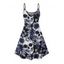Robe gothique à motif tête de mort, rose et feuilles, bretelles spaghetti, col en V, coupe trapèze, mini-robe de vacances - Noir XXXL | US 16