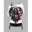 Ensemble haut du jour de l'indépendance, motif tête de mort, étoiles, rayures, t-shirt à col incliné et débardeur cintré de couleur unie, ensemble patriotique - Blanc XXL | US 12