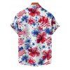 Chemise patriotique à manches courtes et boutons pour homme, motif drapeau américain, motif fleur et étoile, pour le jour de l'indépendance - Blanc 5XL