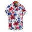 Chemise patriotique à manches courtes et boutons pour homme, motif drapeau américain, motif fleur et étoile, pour le jour de l'indépendance - Blanc 5XL
